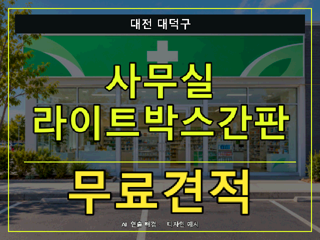 대전 대덕구 사무실 라이트박스간판 무료견적 안내 썸네일 · AI 연출 배경