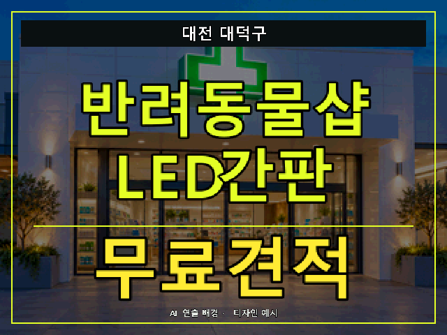 대전 대덕구 반려동물샵 LED간판 무료견적 안내 썸네일 · AI 연출 배경