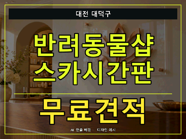 대전 대덕구 반려동물샵 스카시간판 무료견적 안내 썸네일 · AI 연출 배경