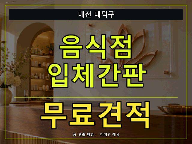 대전 대덕구 음식점 입체간판 무료견적 안내 썸네일 · AI 연출 배경