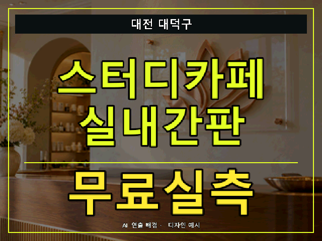 대전 대덕구 스터디카페 실내간판 무료실측 안내 썸네일 · AI 연출 배경