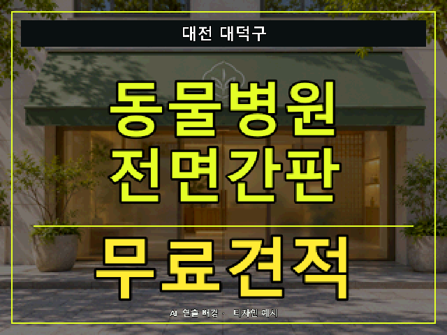 대전 대덕구 동물병원 전면간판 무료견적 안내 썸네일 · AI 연출 배경