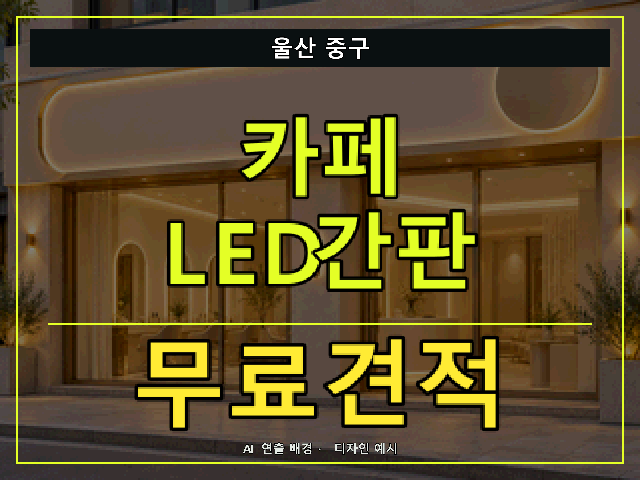 울산 중구 카페 LED간판 무료견적 안내 썸네일 · AI 연출 배경