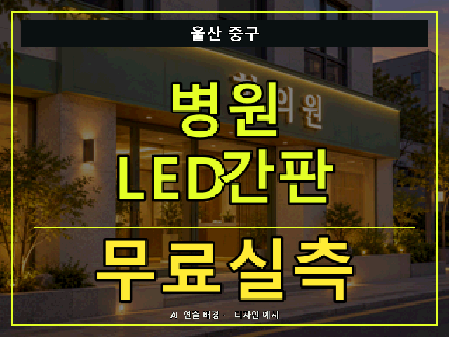 울산 중구 병원 LED간판 무료실측 안내 썸네일 · AI 연출 배경