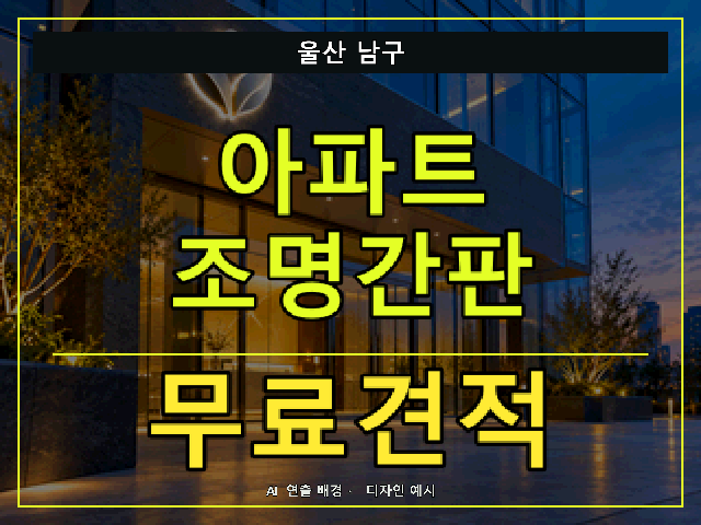 울산 남구 아파트 조명간판 무료견적 안내 썸네일 · AI 연출 배경