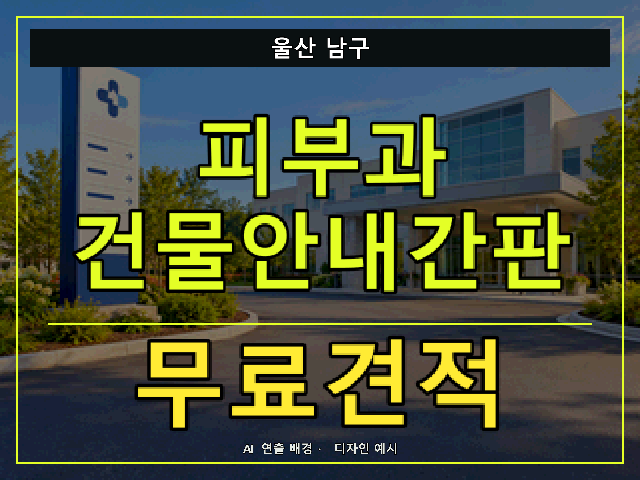 울산 남구 피부과 건물안내간판 무료견적 안내 썸네일 · AI 연출 배경