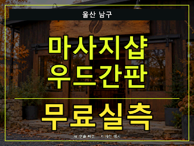 울산 남구 마사지샵 우드간판 무료실측 안내 썸네일 · AI 연출 배경