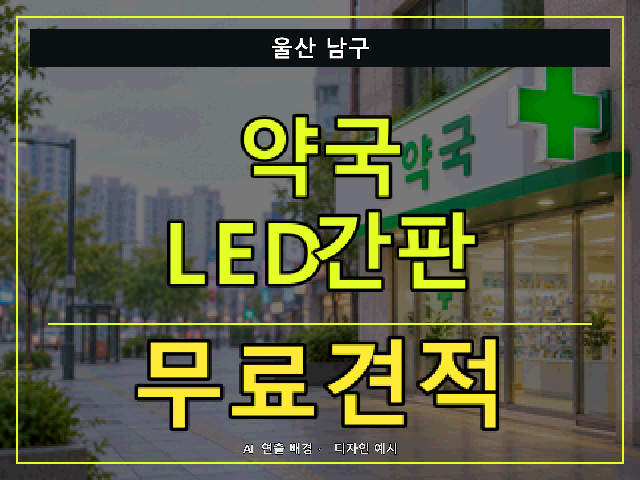 울산 남구 약국 LED간판 무료견적 안내 썸네일 · AI 연출 배경