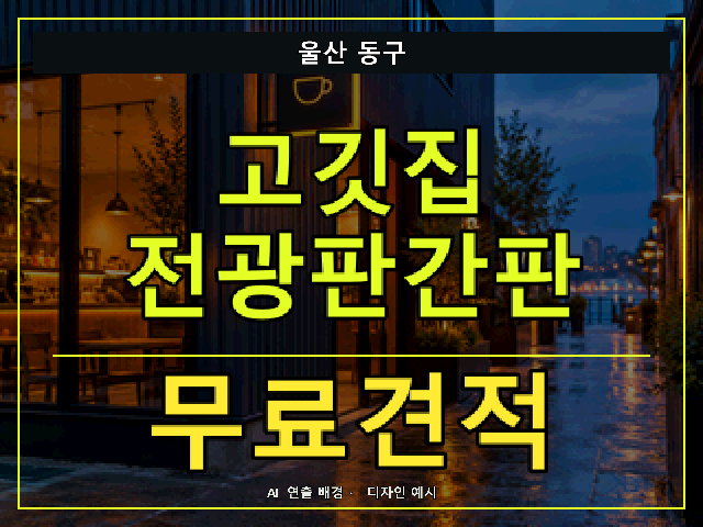 울산 동구 고깃집 전광판간판 무료견적 안내 썸네일 · AI 연출 배경
