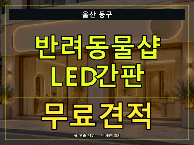 울산 동구 반려동물샵 LED간판 무료견적 안내 썸네일 · AI 연출 배경