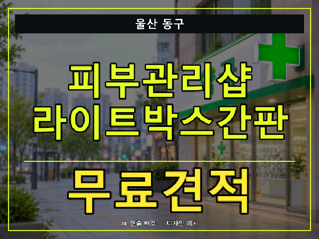 울산 동구 피부관리샵 라이트박스간판 무료견적 안내 썸네일 · AI 연출 배경