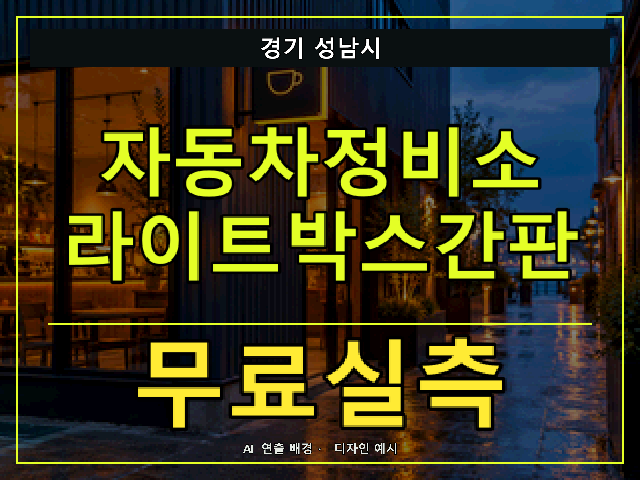 경기 성남시 자동차정비소 라이트박스간판 무료실측 안내 썸네일 · AI 연출 배경