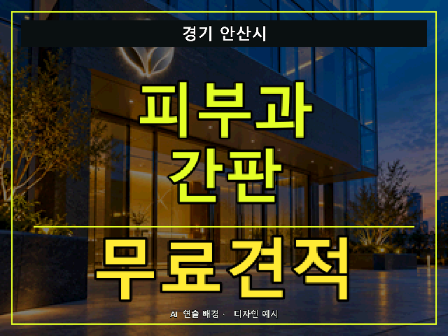 경기 안산시 피부과 간판 무료견적 안내 썸네일 · AI 연출 배경