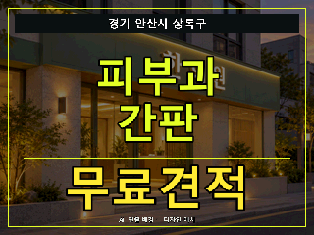 경기 안산시 상록구 피부과 간판 무료견적 안내 썸네일 · AI 연출 배경