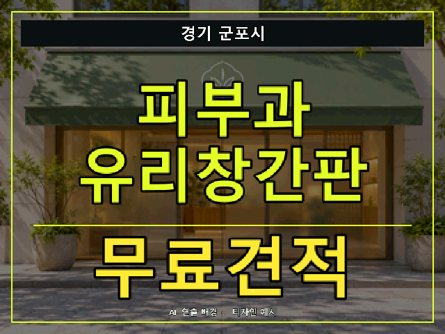 경기 군포시 피부과 유리창간판 무료견적 안내 썸네일 · AI 연출 배경