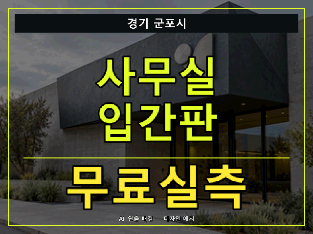 경기 군포시 사무실 입간판 무료실측 안내 썸네일 · AI 연출 배경