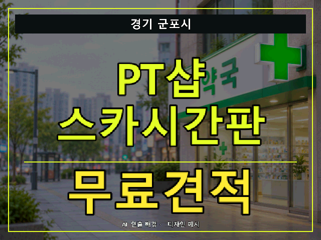 경기 군포시 PT샵 스카시간판 무료견적 안내 썸네일 · AI 연출 배경