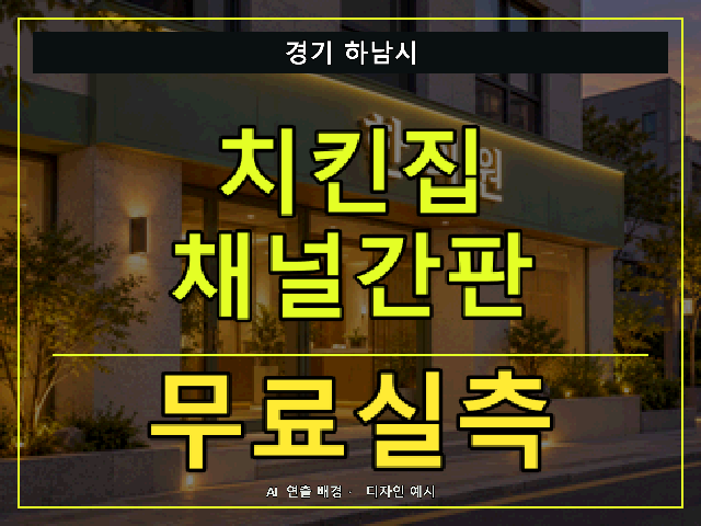 경기 하남시 치킨집 채널간판 무료실측 안내 썸네일 · AI 연출 배경