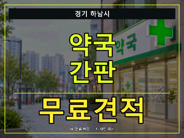 경기 하남시 약국 간판 무료견적 안내 썸네일 · AI 연출 배경