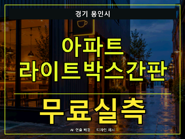 경기 용인시 아파트 라이트박스간판 무료실측 안내 썸네일 · AI 연출 배경