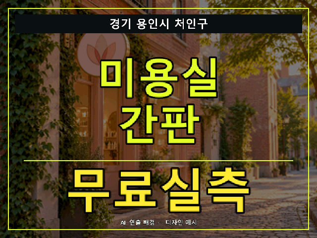 경기 용인시 처인구 미용실 간판 무료실측 안내 썸네일 · AI 연출 배경