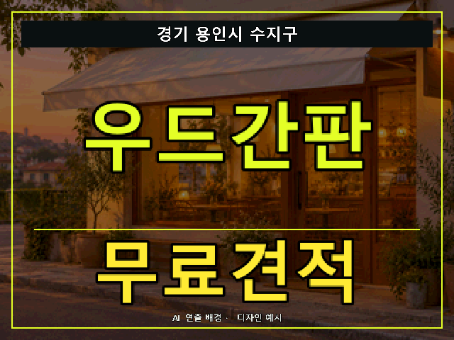 경기 용인시 수지구 우드간판 무료견적 안내 썸네일 · AI 연출 배경