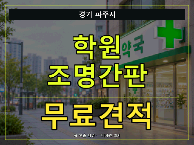 경기 파주시 학원 조명간판 무료견적 안내 썸네일 · AI 연출 배경