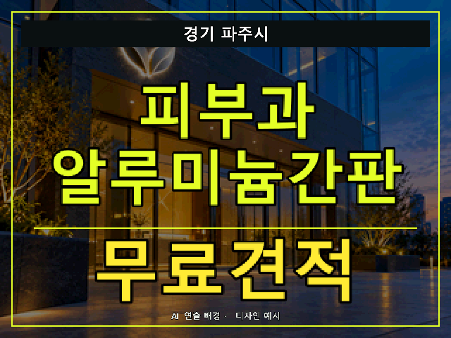 경기 파주시 피부과 알루미늄간판 무료견적 안내 썸네일 · AI 연출 배경