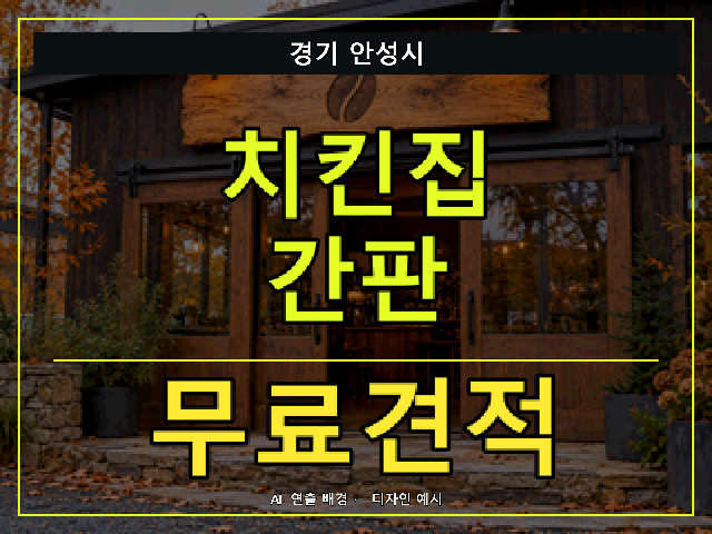 경기 안성시 치킨집 간판 무료견적 안내 썸네일 · AI 연출 배경