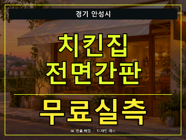 경기 안성시 치킨집 전면간판 무료실측 안내 썸네일 · AI 연출 배경