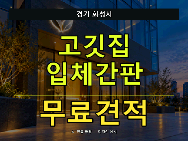 경기 화성시 고깃집 입체간판 무료견적 안내 썸네일 · AI 연출 배경
