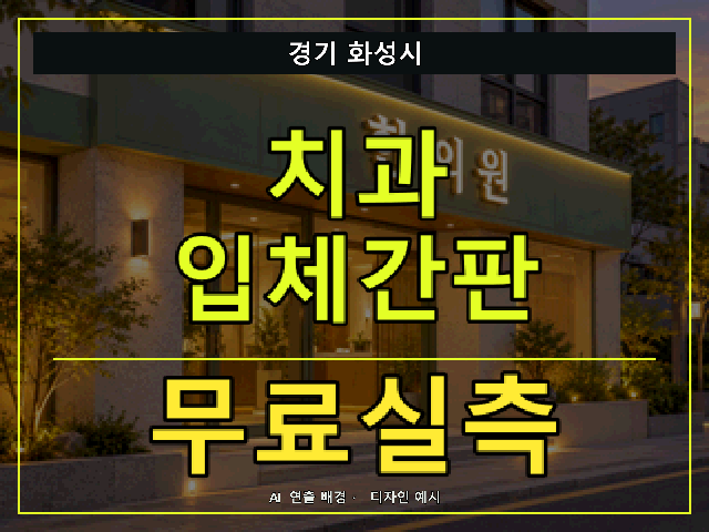 경기 화성시 치과 입체간판 무료실측 안내 썸네일 · AI 연출 배경