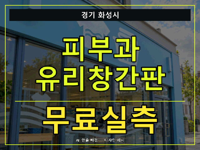 경기 화성시 피부과 유리창간판 무료실측 안내 썸네일 · AI 연출 배경