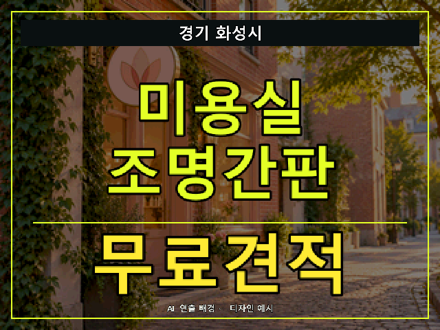 경기 화성시 미용실 조명간판 무료견적 안내 썸네일 · AI 연출 배경