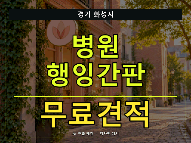경기 화성시 병원 행잉간판 무료견적 안내 썸네일 · AI 연출 배경