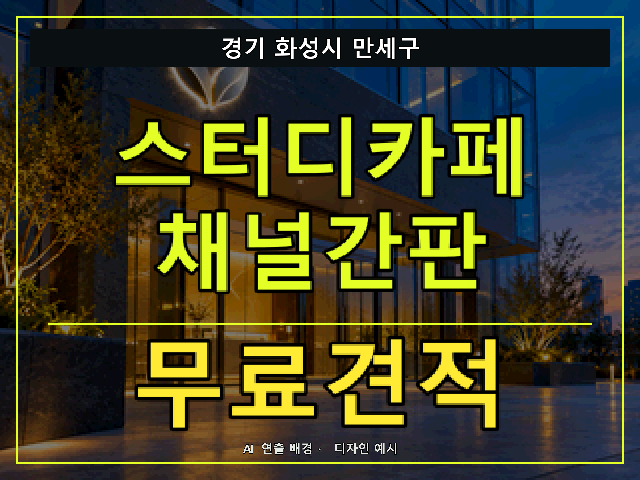 경기 화성시 만세구 스터디카페 채널간판 무료견적 안내 썸네일 · AI 연출 배경