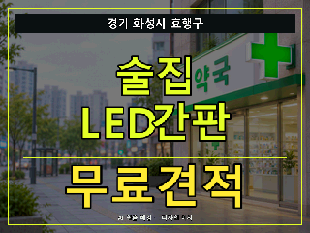 경기 화성시 효행구 술집 LED간판 무료견적 안내 썸네일 · AI 연출 배경
