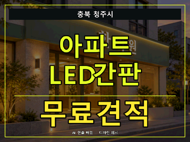 충북 청주시 아파트 LED간판 무료견적 안내 썸네일 · AI 연출 배경