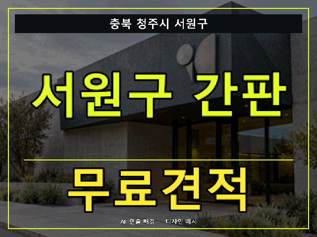 충북 청주시 서원구 간판 제작 무료견적 안내 썸네일 · AI 연출 배경