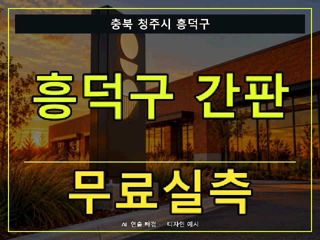 충북 청주시 흥덕구 간판 제작 무료실측 안내 썸네일 · AI 연출 배경