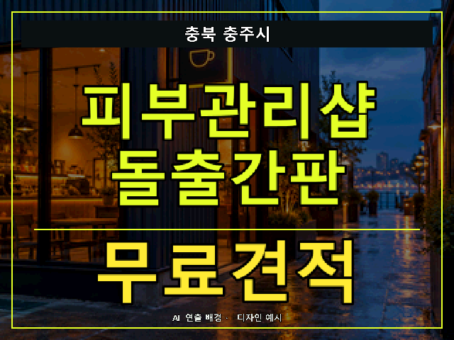 충북 충주시 피부관리샵 돌출간판 무료견적 안내 썸네일 · AI 연출 배경