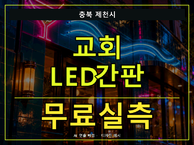 충북 제천시 교회 LED간판 무료실측 안내 썸네일 · AI 연출 배경