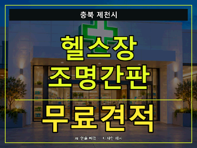충북 제천시 헬스장 조명간판 무료견적 안내 썸네일 · AI 연출 배경