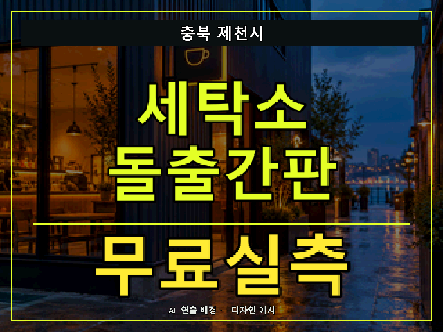 충북 제천시 세탁소 돌출간판 무료실측 안내 썸네일 · AI 연출 배경
