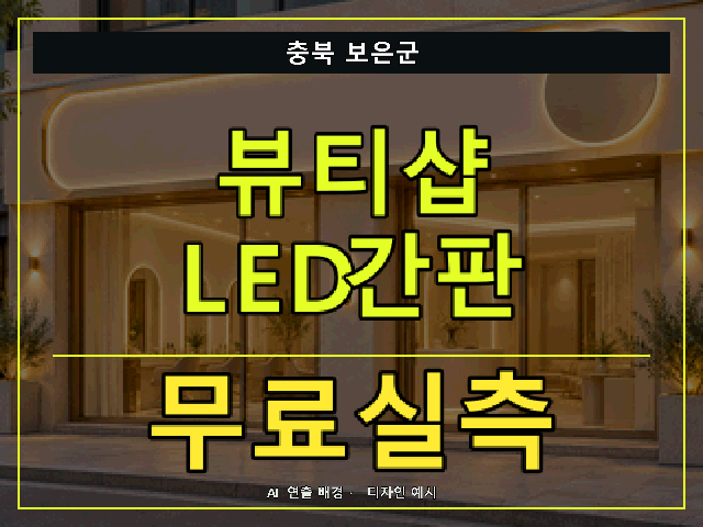 충북 보은군 뷰티샵 LED간판 무료실측 안내 썸네일 · AI 연출 배경