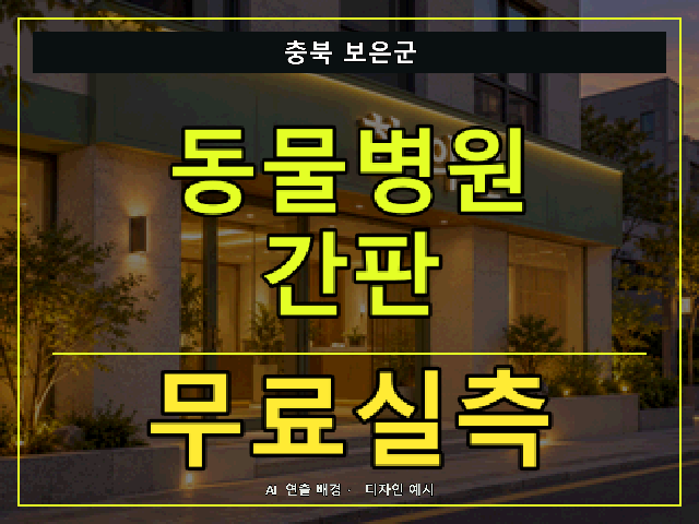충북 보은군 동물병원 간판 무료실측 안내 썸네일 · AI 연출 배경