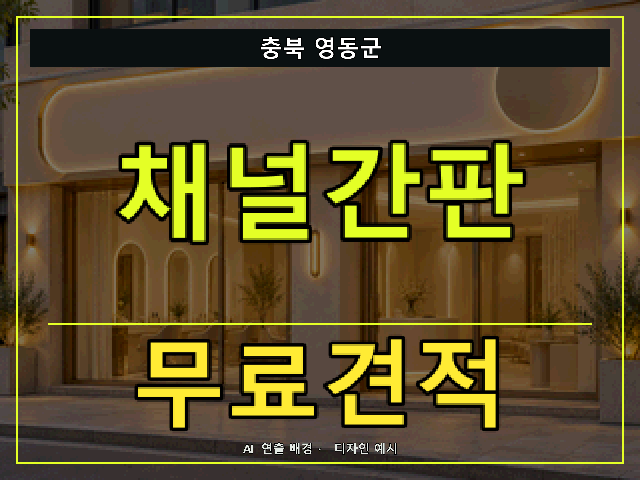 충북 영동군 채널간판 무료견적 안내 썸네일 · AI 연출 배경