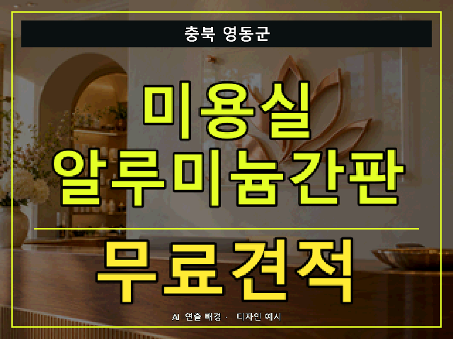 충북 영동군 미용실 알루미늄간판 무료견적 안내 썸네일 · AI 연출 배경