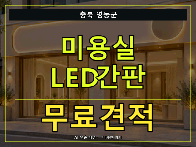 충북 영동군 미용실 LED간판 무료견적 안내 썸네일 · AI 연출 배경