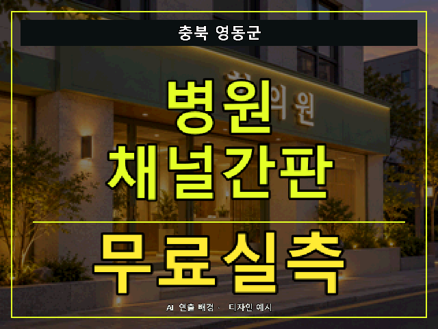 충북 영동군 병원 채널간판 무료실측 안내 썸네일 · AI 연출 배경